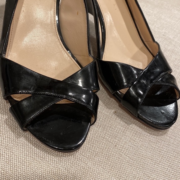 PRADA SLING BACK SANDALS BLACK PATENT MADE IN ITALY SIZE 41.5 - Picture 10 of 16